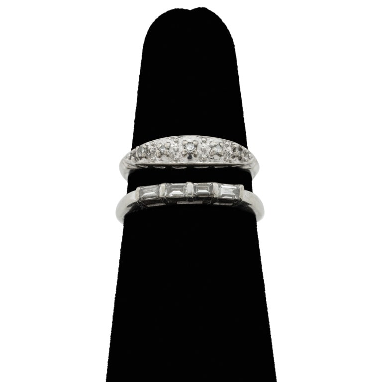 14K White Gold Diamond Band Rings, 2 (1 of 7)