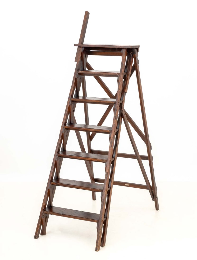 Regency Style Carved Wood Folding Stepladder (1 of 8)