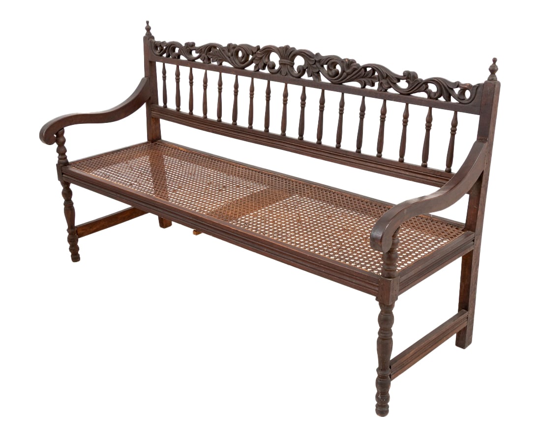 Anglo-Indian Carved Hardwood Hall Bench (1 of 6)