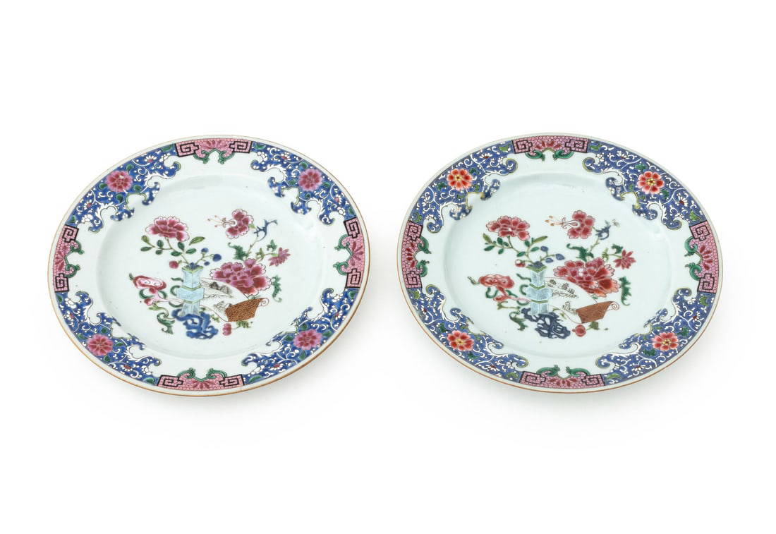 Chinese Export Famille Rose Plates, Pair