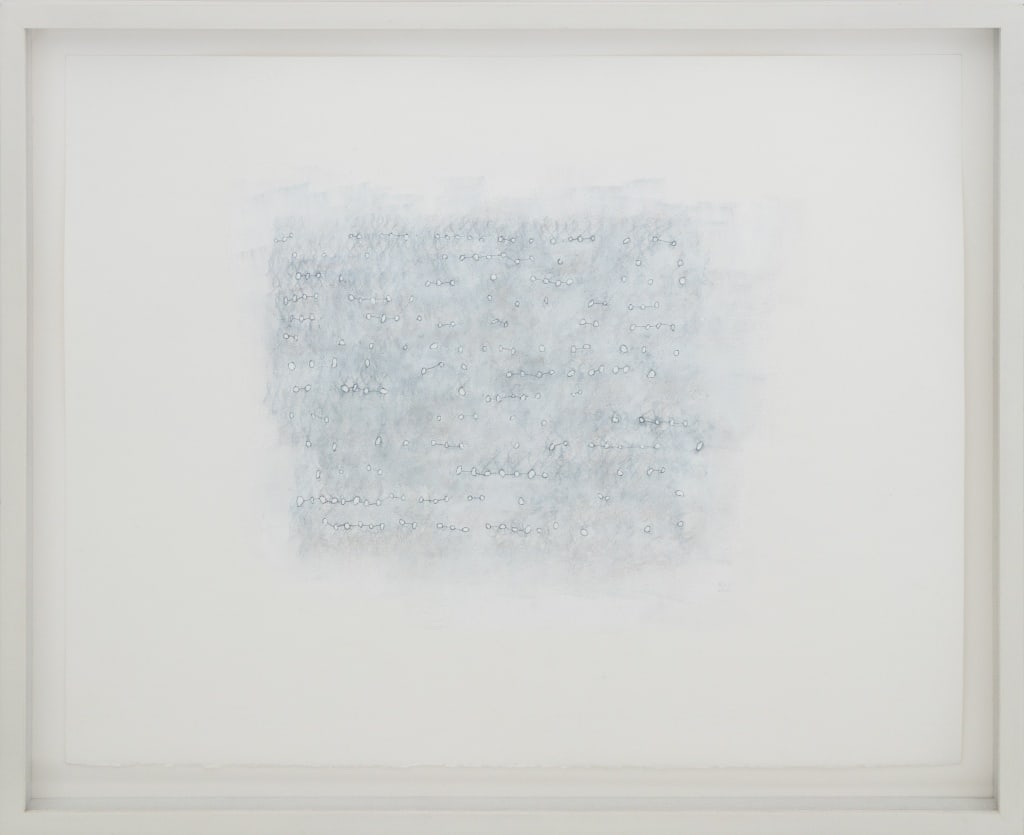 Karen Schiff Untitled Watercolor and Pencil, 2011: Karen Schiff (American, XX-XXI), Untitled (Abstract Line Composition), Watercolor and Pencil on Fabriano Paper, 2011, signed "KLS" and dated lower right, white wood frame. Image: 15.5" H x 20" W; fram