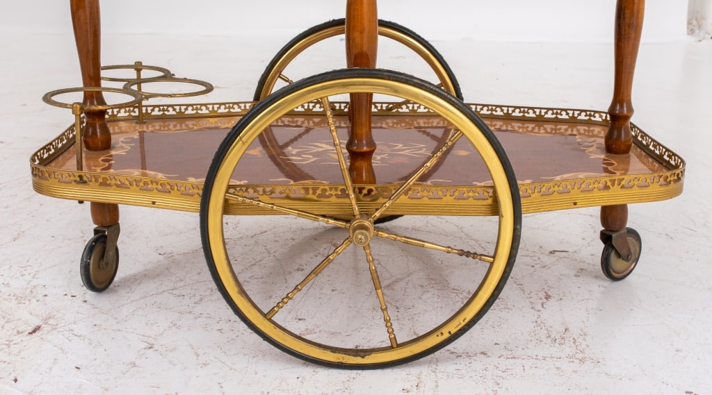 Italian Marquetry Mahogany Bar Cart - 10