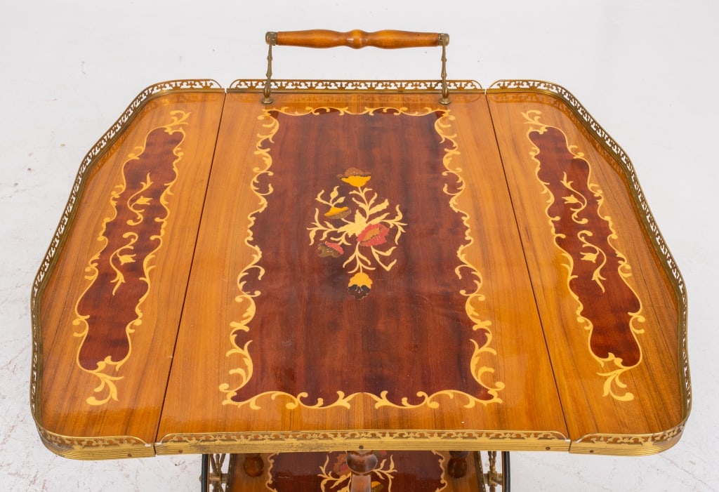 Italian Marquetry Mahogany Bar Cart - 3