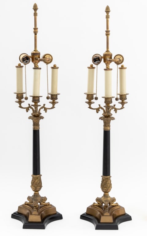 Charles X Style Candelabra Mounted Lamps, Pair (1 of 5)