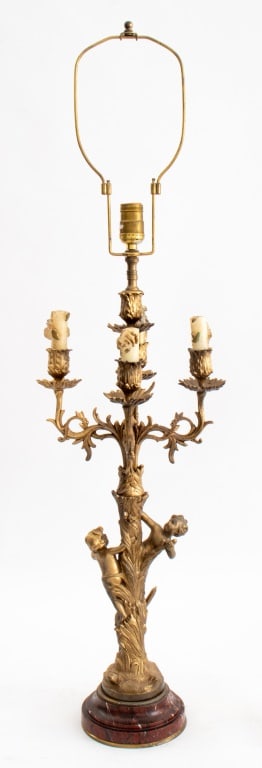 Louis XVI Style Bronze Candelabra Mounted as Lamp (1 of 12)