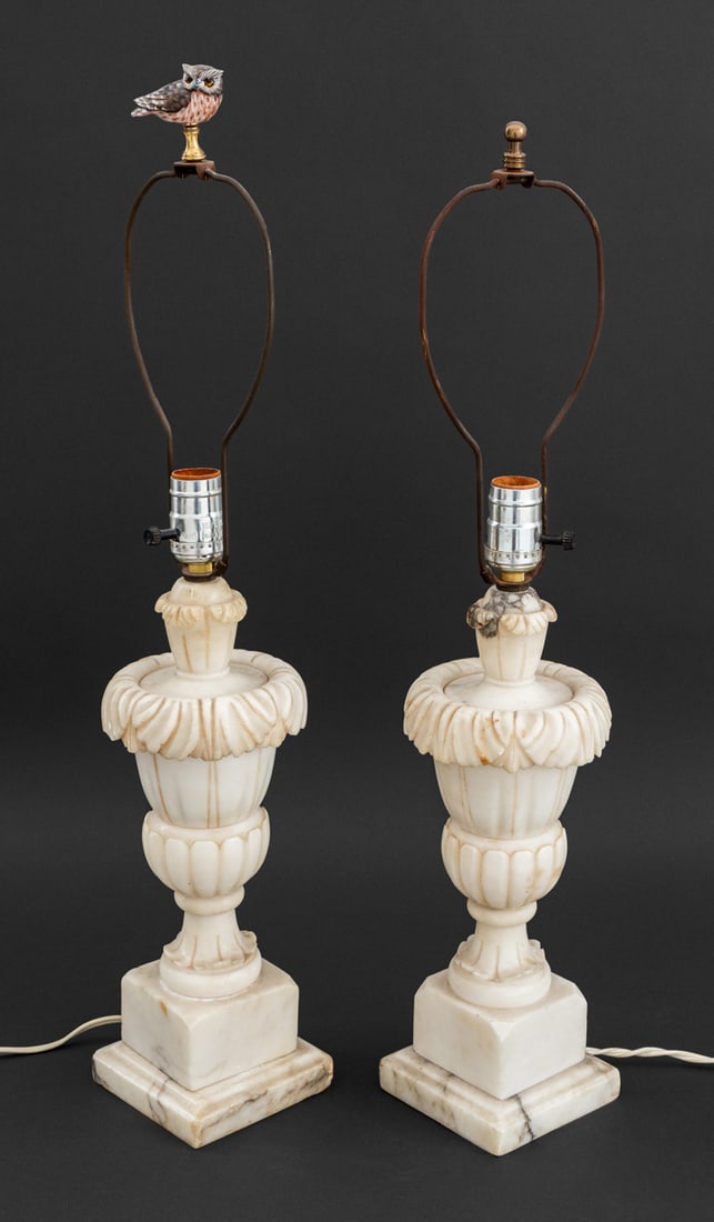 Neoclassical Style Carrara Marble Lamps, Pair (1 of 6)