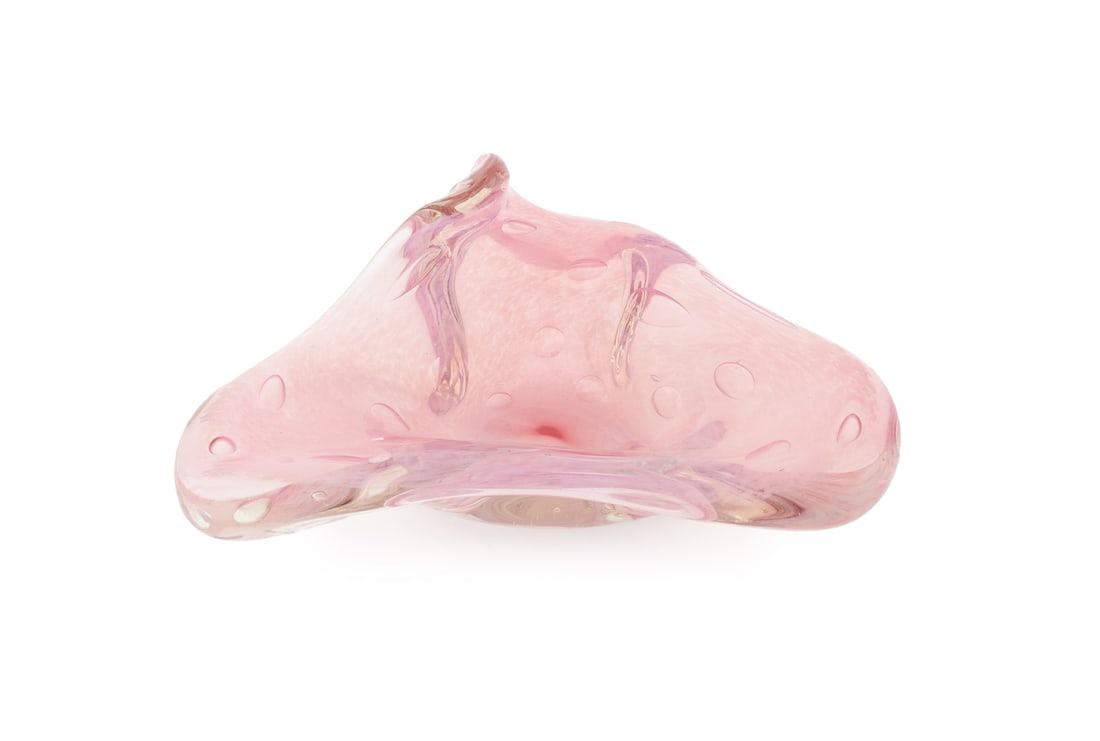 Murano Pale Pink Glass Wave Form Ashtray (1 of 10)