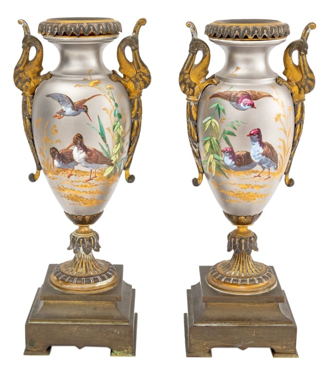 Paris Porcelain Gilt Metal Mounted Vases, 19th C. (1 of 8)