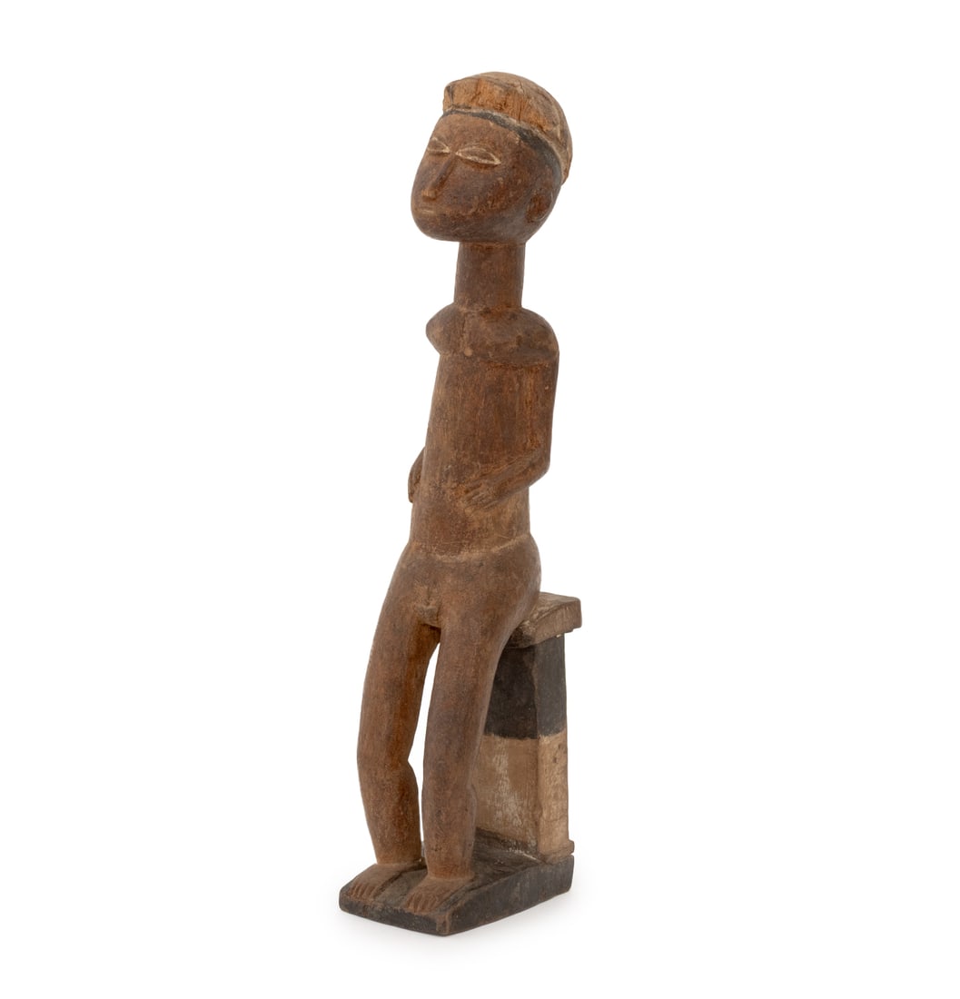 African Baule Carved Wood Seated Figure Sculpture (1 of 8)
