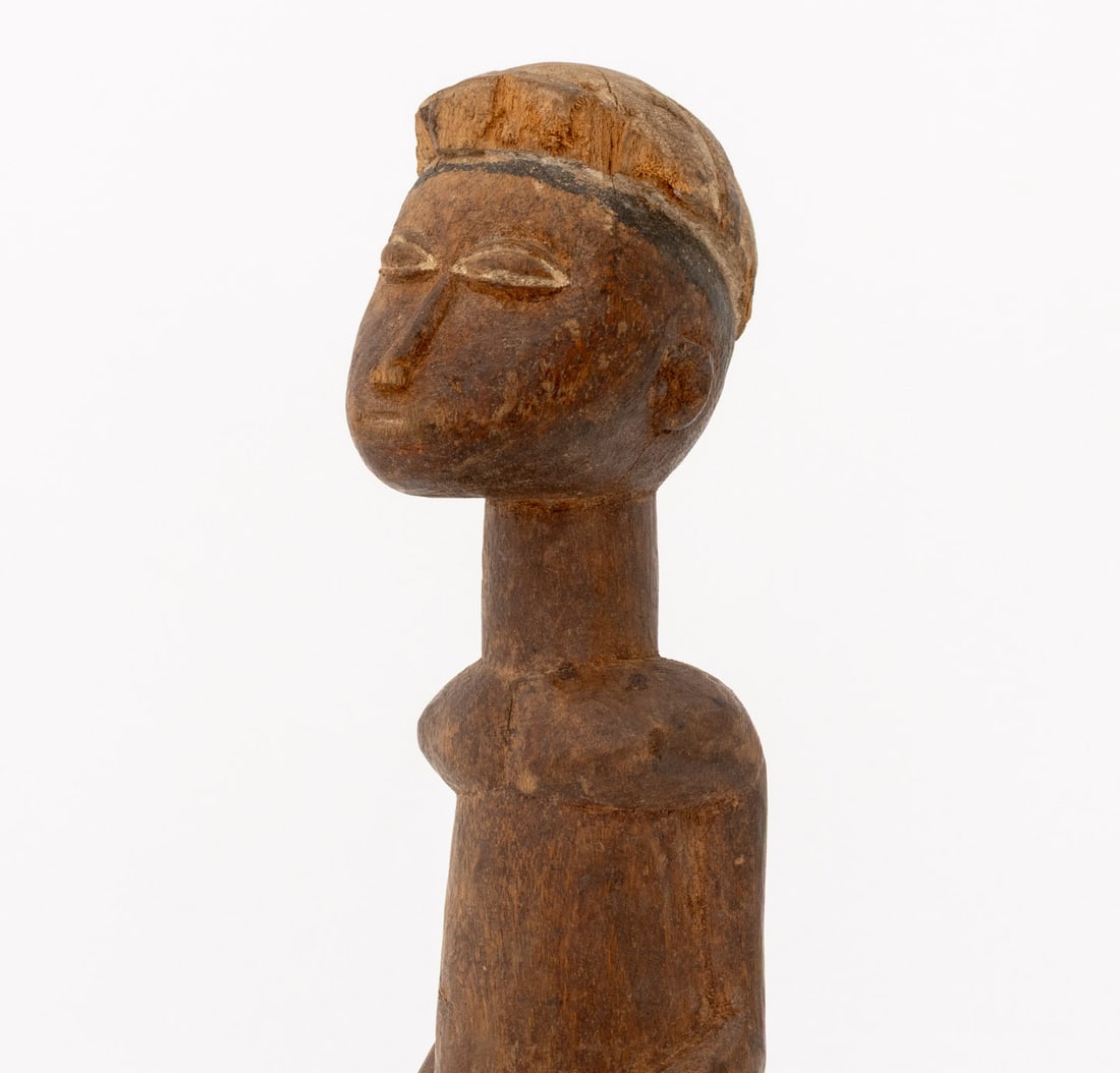 African Baule Carved Wood Seated Figure Sculpture - 3