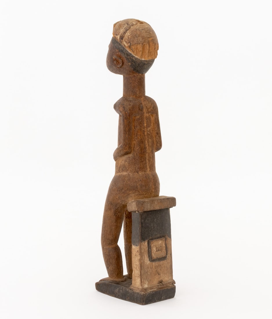 African Baule Carved Wood Seated Figure Sculpture - 6