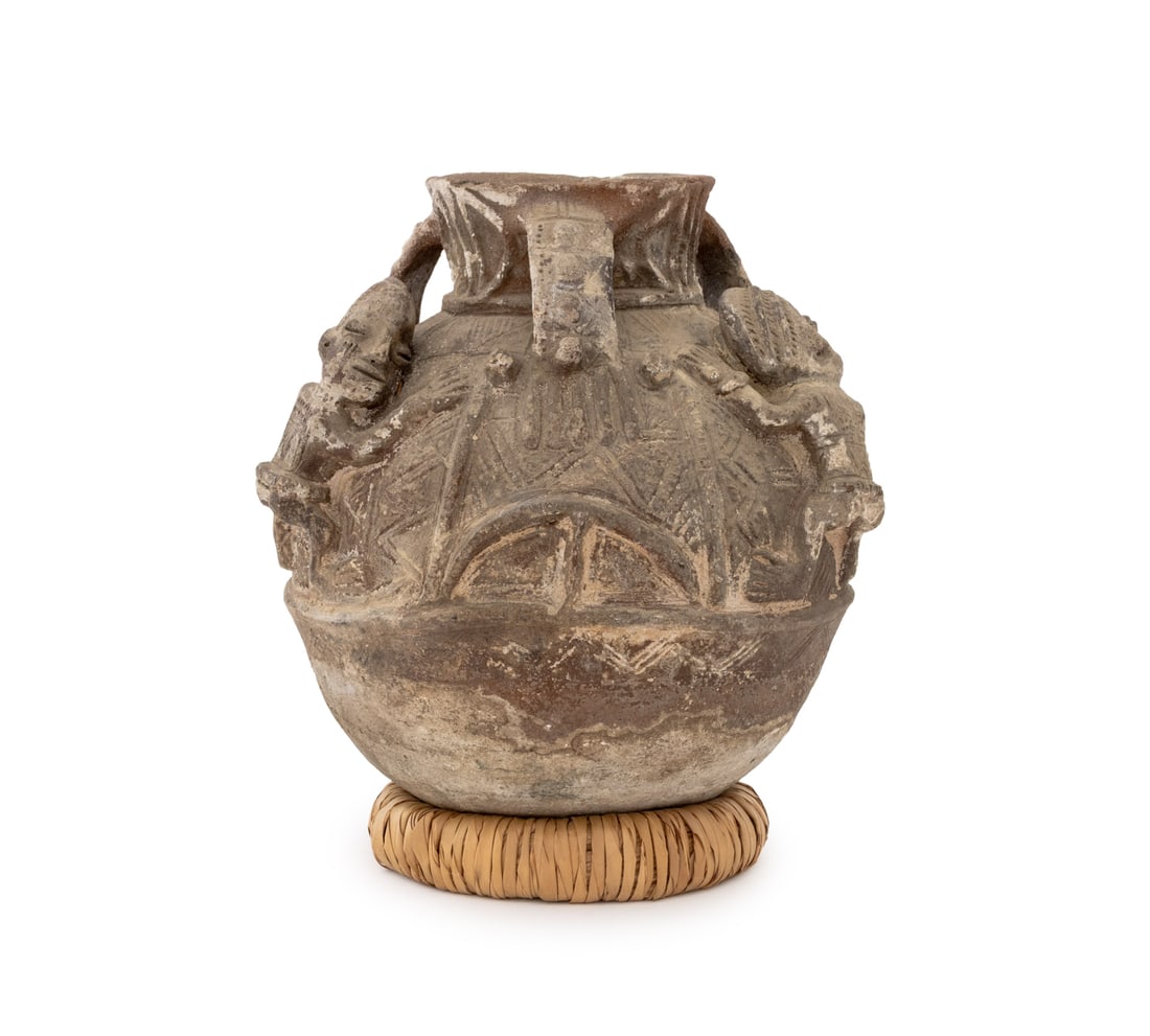 African Figural Motif Pottery Vessel (1 of 10)