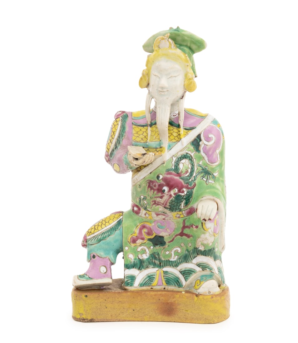 Chinese Famille Rose Guan Yu Figure, 19th C. (1 of 7)