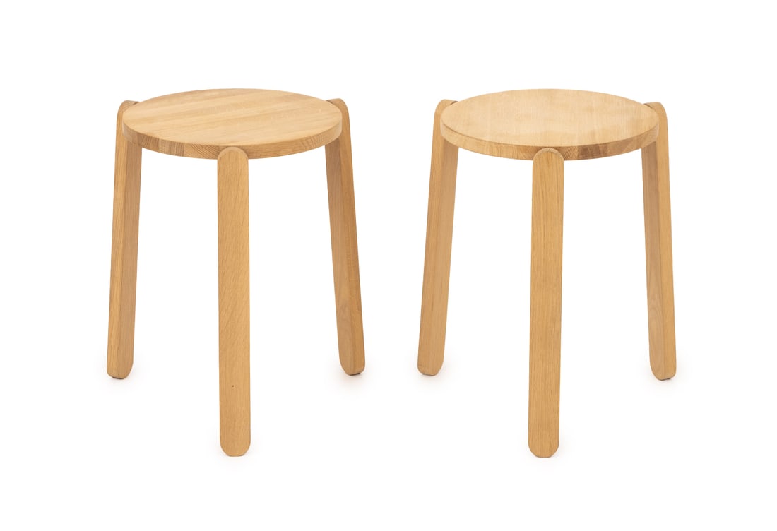 Skagerak Denmark "Nomad" Oak Tripod Stools, Pair (1 of 8)