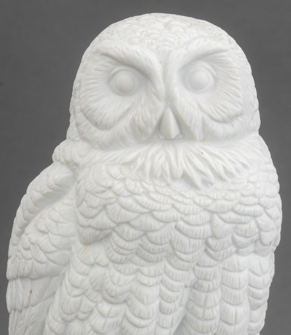 Owl Perched on a Tree Bisque Porcelain Sculpture - 2