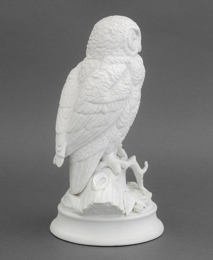 Owl Perched on a Tree Bisque Porcelain Sculpture - 5
