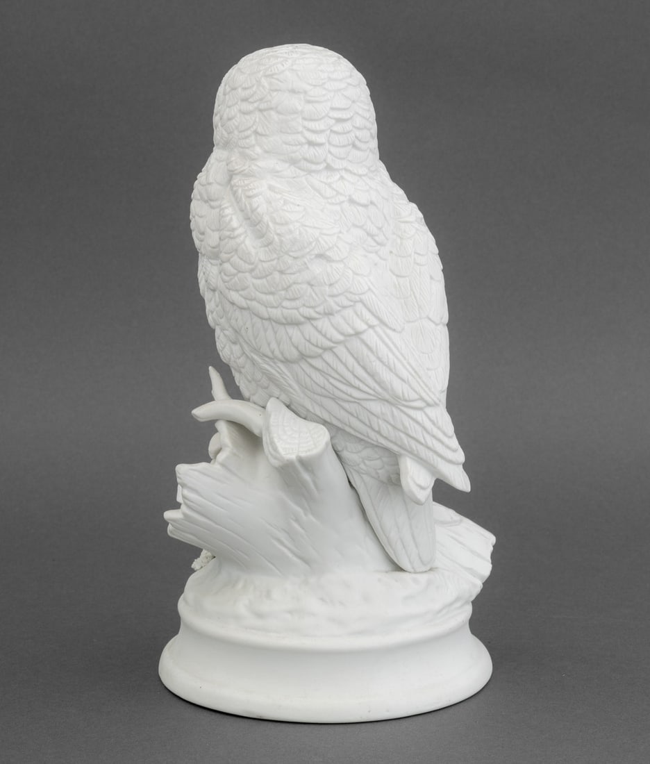 Owl Perched on a Tree Bisque Porcelain Sculpture - 6
