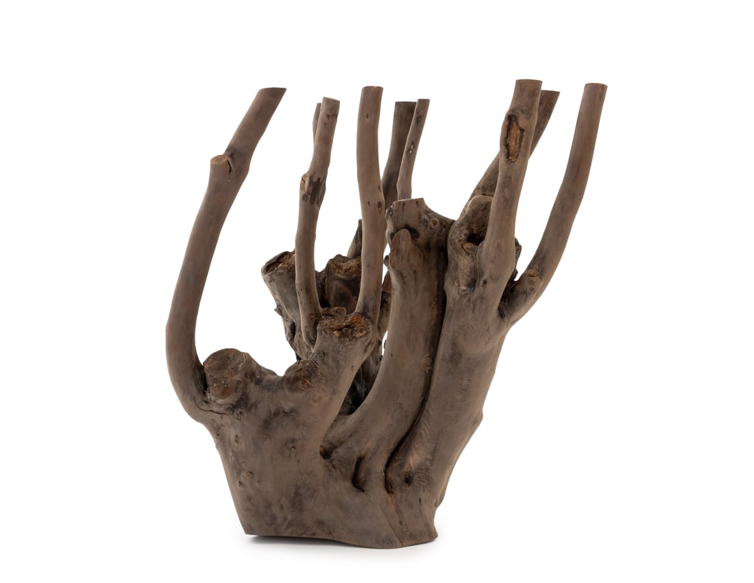 Naturalistic Rootwood Sculpture: Naturalistic Rootwood Sculpture. 20.5" H x 16" W x 19" D. Provenance: From an East 53rd Street Collection. Keywords: Statue, Carving, Woodwork, Live edge, Nature, Burlwood, Driftwood, Decorative Arts
