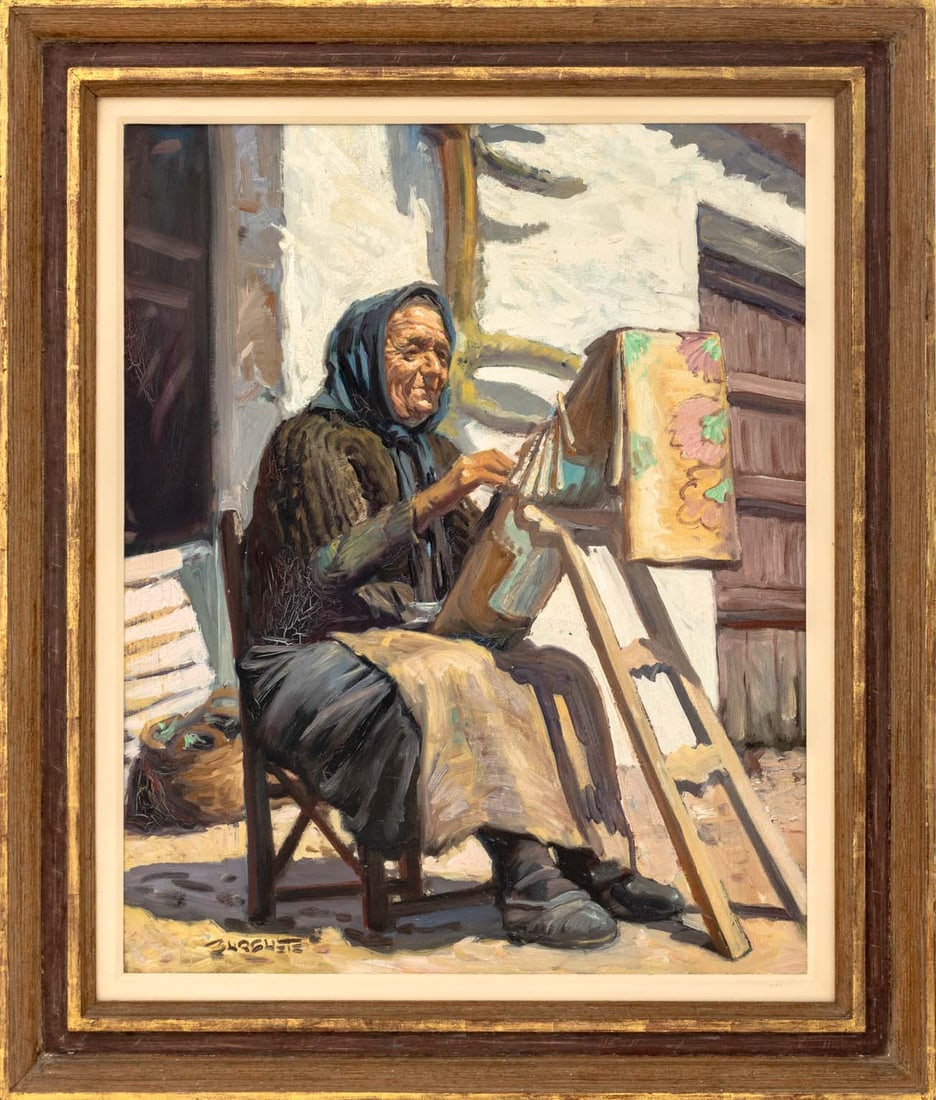 Jose Ignacio Burguete Albalat Oil on Canvas: Jose Ignacio Burguete Albalat (Spanish, b. 1933), Portrait of an Elderly Woman, Oil on Canvas, signed "Burguete" lower right, House of Heydenryk frame. Image: 31.5" H x 25" W; frame: 4" H x 33.75" W