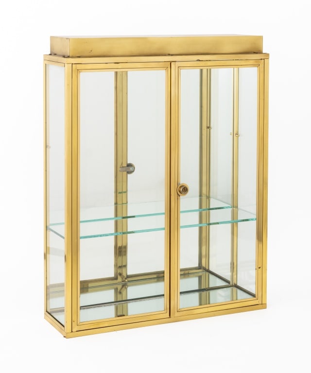 Modern Illuminated Brass and Glass Display Cabinet (1 of 5)