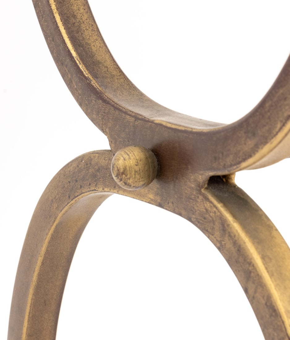 Gilt Wrought Iron Glass Top Side Tables, Pair - 6