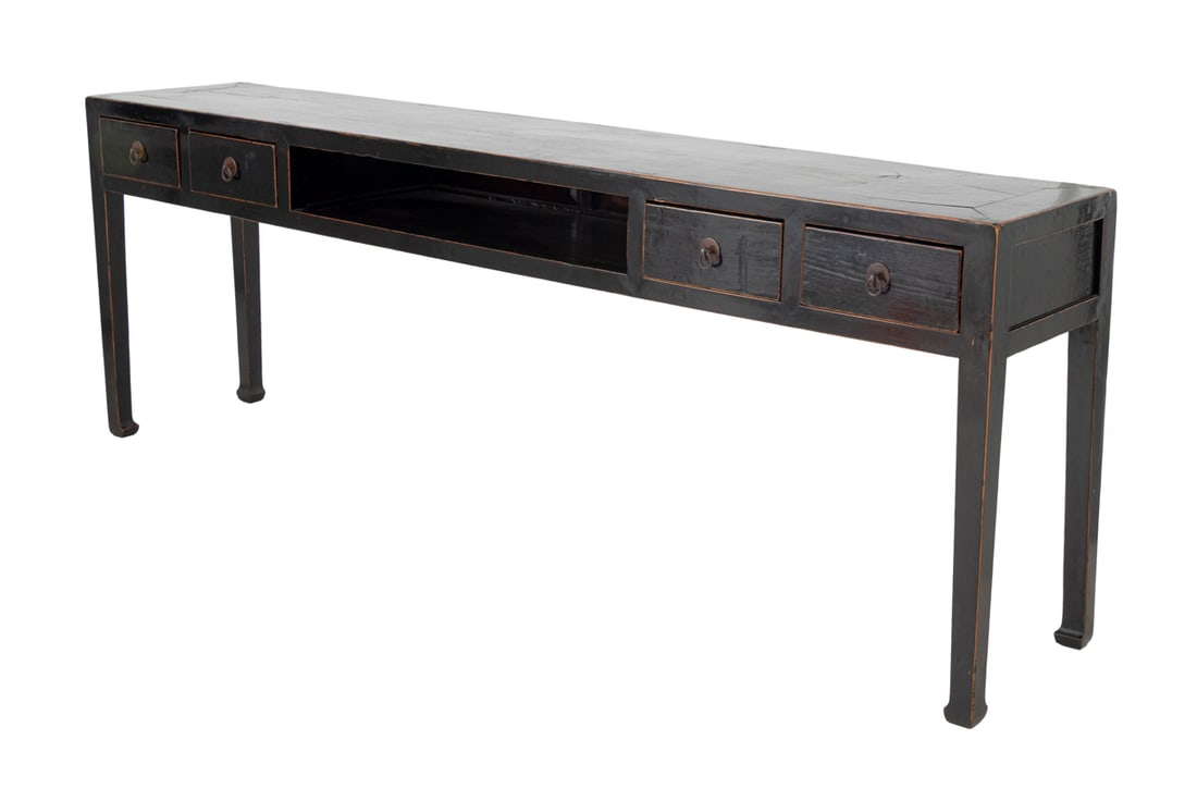 Chinese Black Lacquered Console Table, 19th C. (1 of 6)