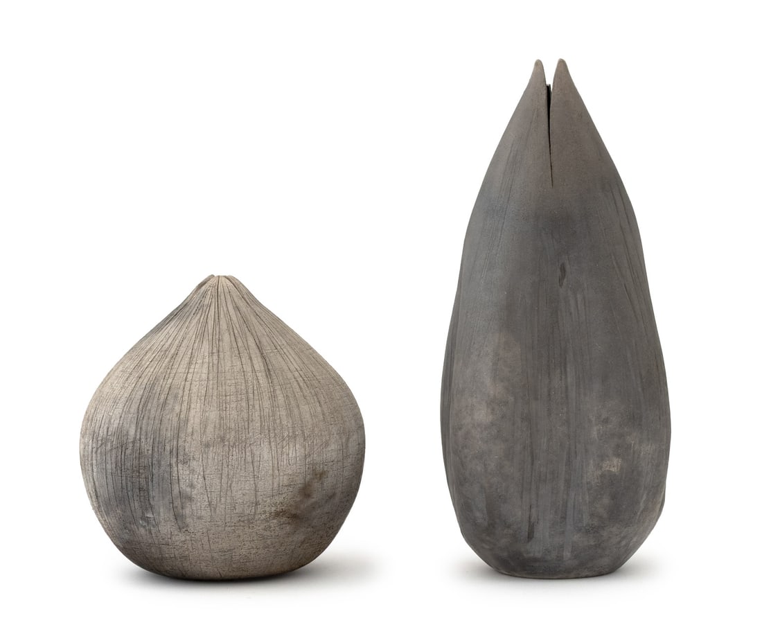 Illegibly Signed Raku Ceramic Flower Vases, 2 (1 of 9)