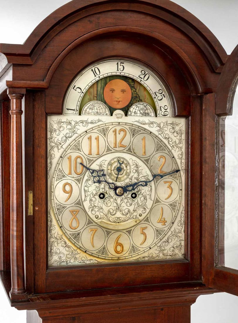 Tiffany Style Mahogany Longcase Clock - 3