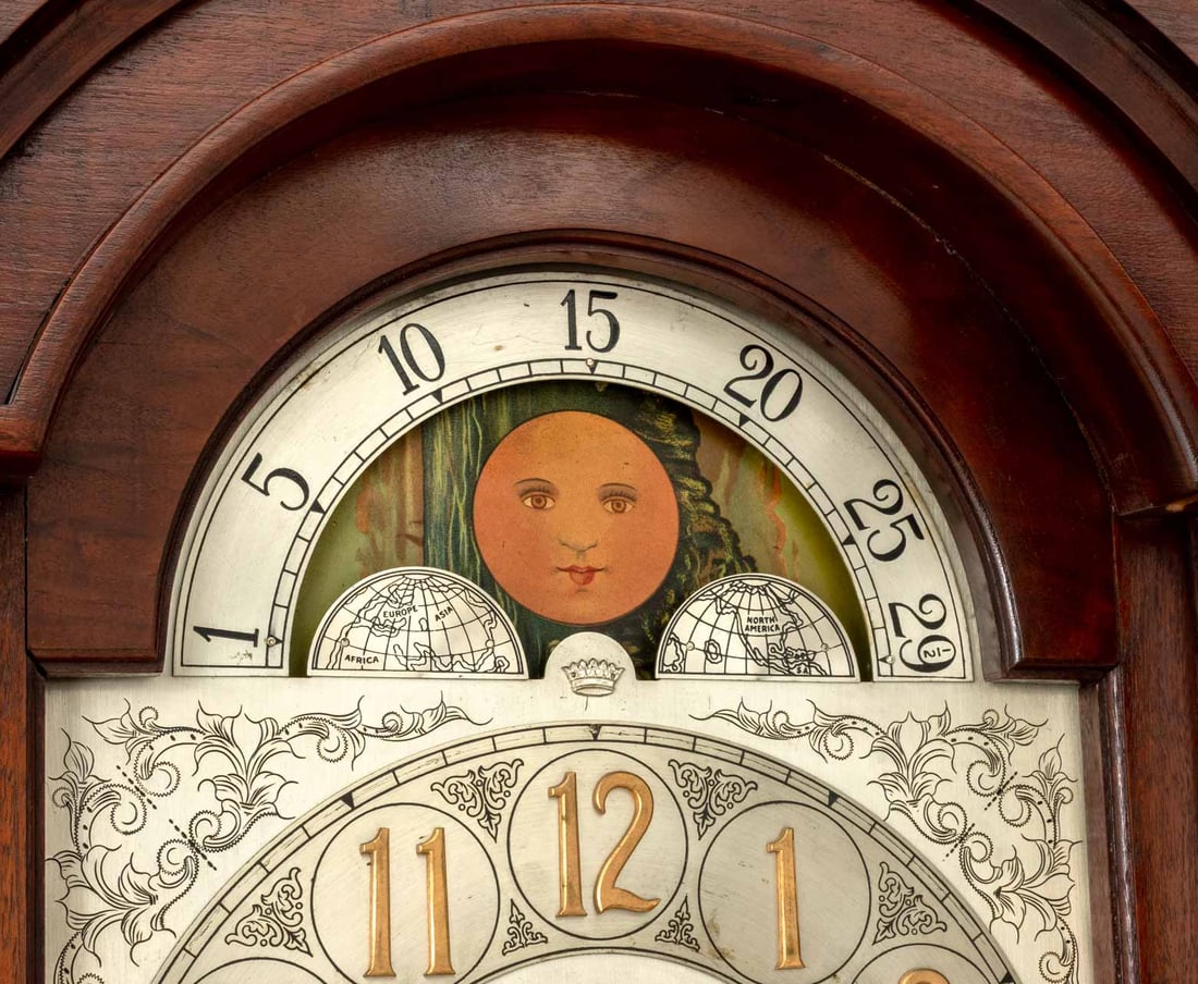 Tiffany Style Mahogany Longcase Clock - 5