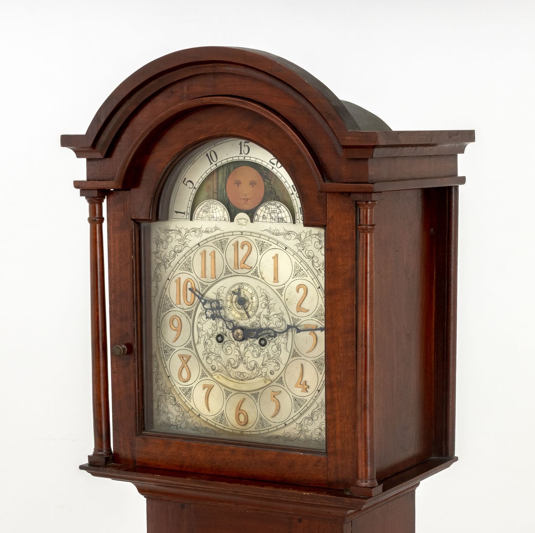 Tiffany Style Mahogany Longcase Clock - 8