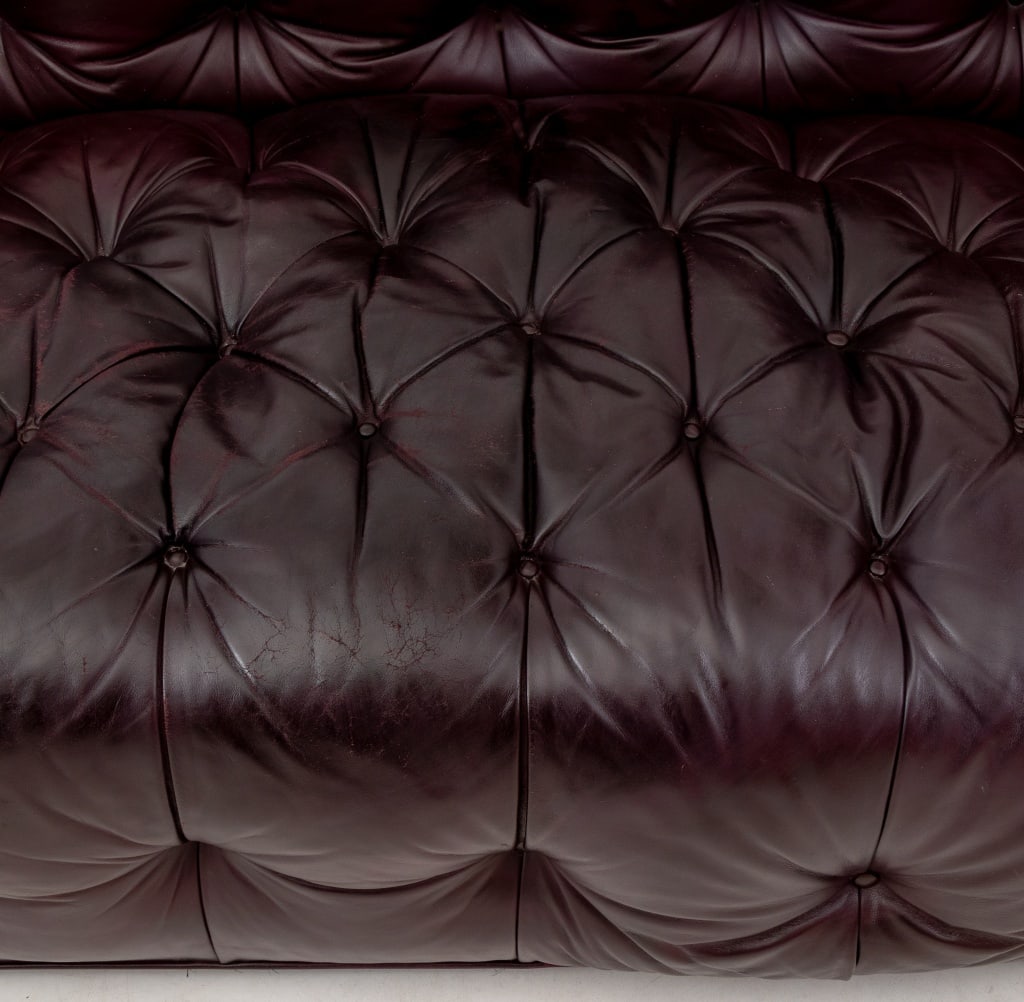 Chesterfield Burgundy Leather Button-Tufted Sofa - 4