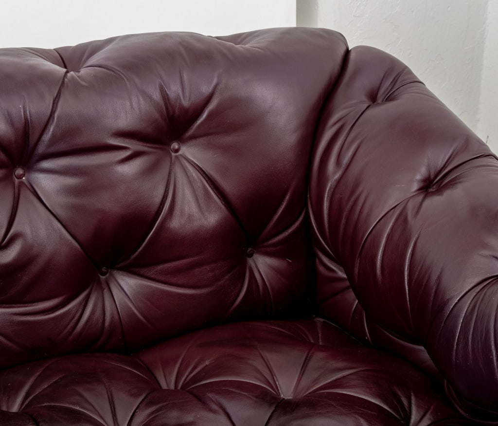 Chesterfield Burgundy Leather Button-Tufted Sofa - 5