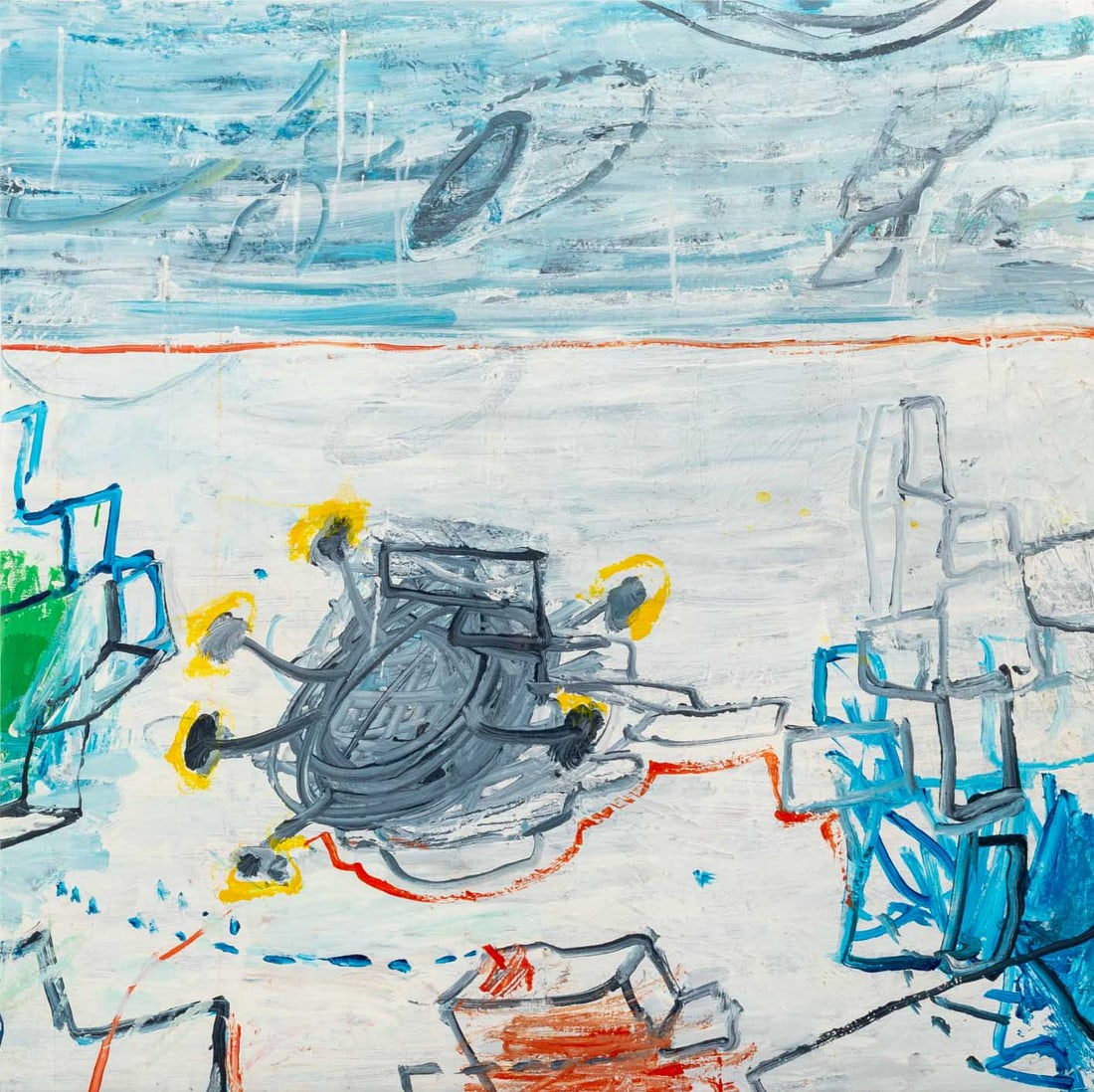 Elfi Schuselka Abstract Composition Acrylic: Elfi Schuselka (Austrian, b. 1940), Abstract Composition, Acrylic on Canvas, signed verso, unframed. 32" H x 32" W. Provenance: From the collection of the artist. Note: Schuselka studied photography,