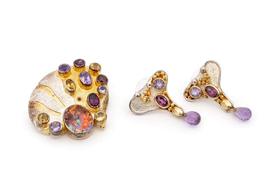 Michou Sterling Vermeil Colored Stones Jewelry Set (1 of 13)