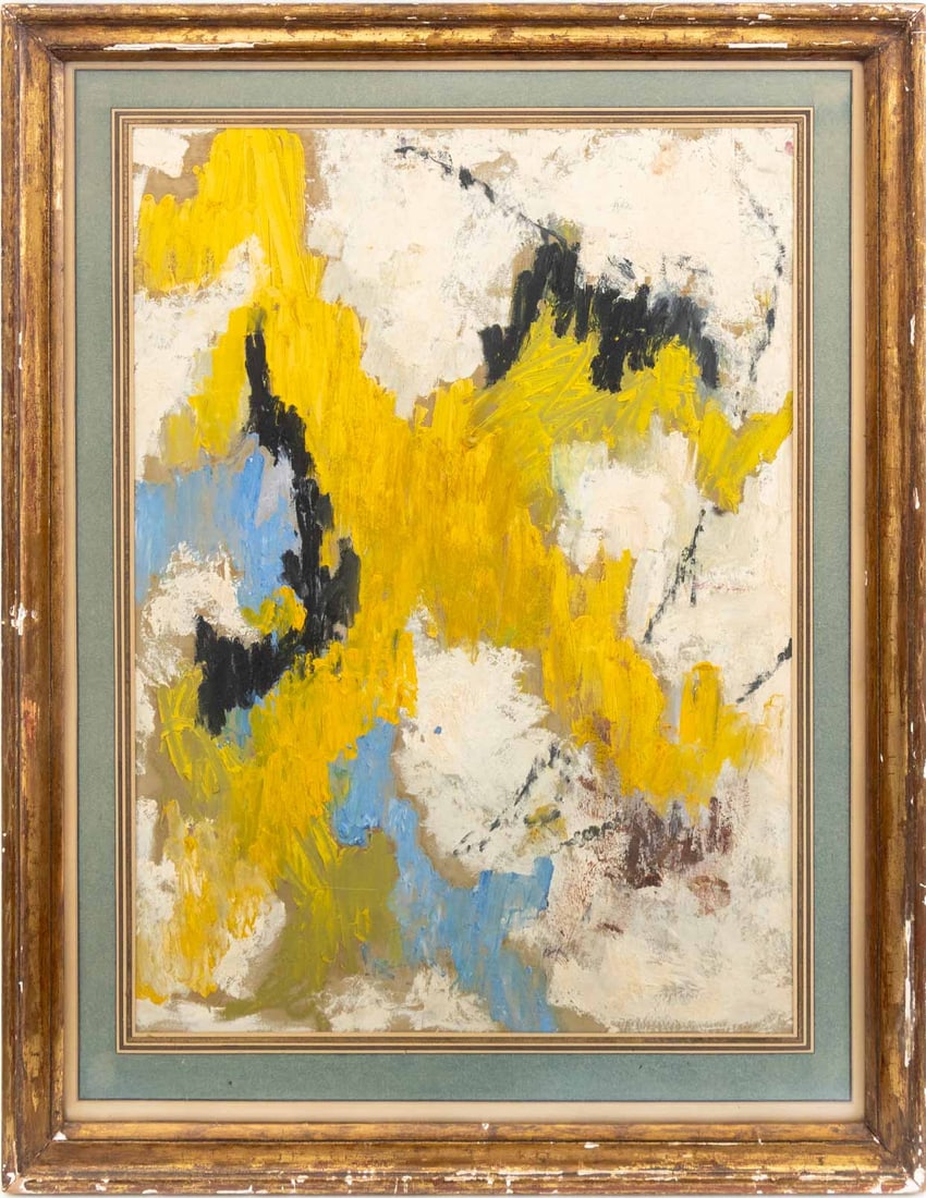 Abstract Expressionist Composition Oil on Panel - 6