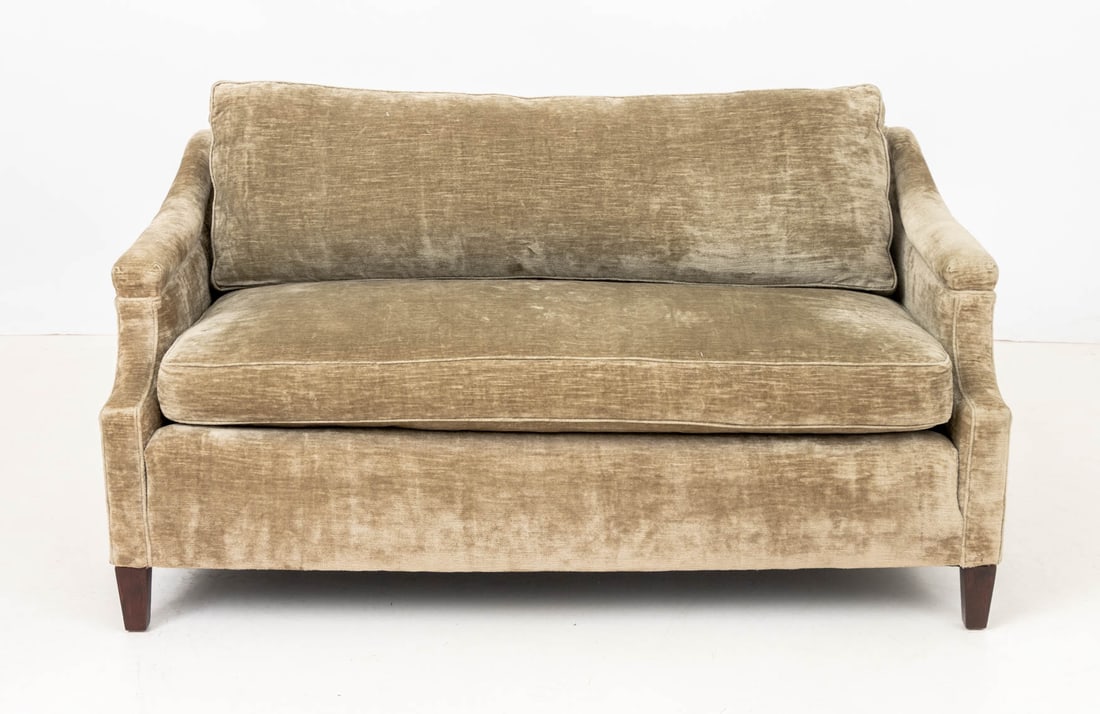 Contemporary Green Chenille Upholstered Sofa - 2
