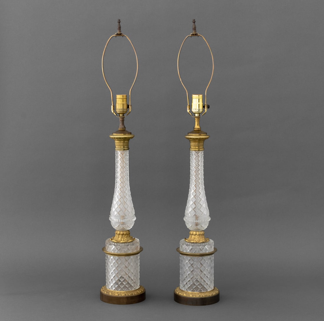 Gilt Brass and Cut Crystal Table Lamps, Pair (1 of 7)