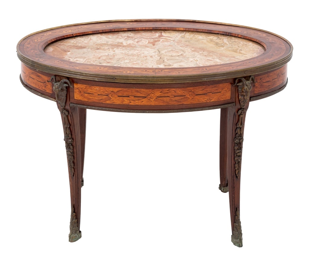 Louis XV Style Kingwood and Marble Coffee Table (1 of 5)