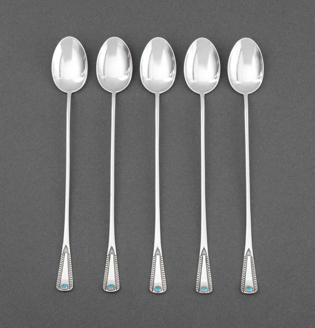 Navajo Dine Silver Iced Tea Spoons, 5 (1 of 5)