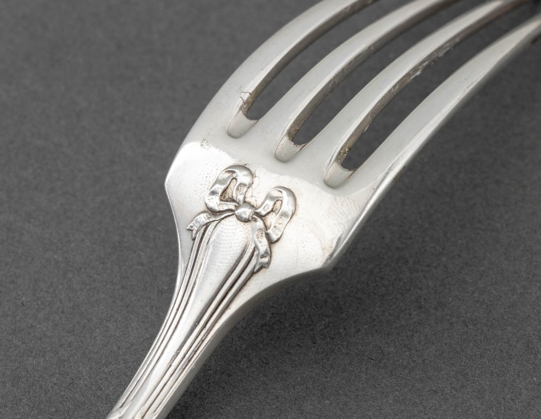 French Silver Plate "Rubans" Flatware Service x 12 - 10