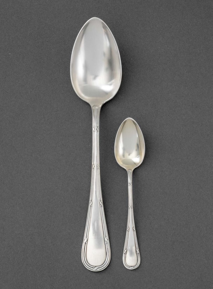 French Silver Plate "Rubans" Flatware Service x 12 - 3