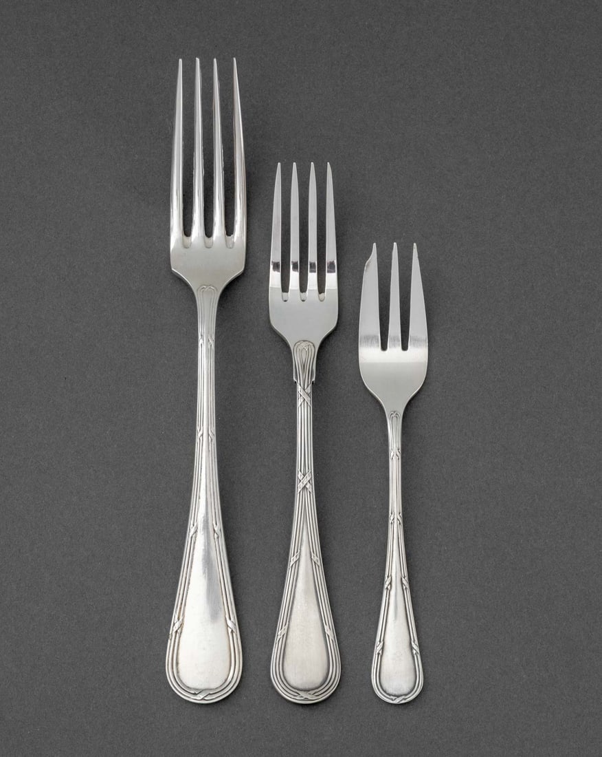 French Silver Plate "Rubans" Flatware Service x 12 - 4