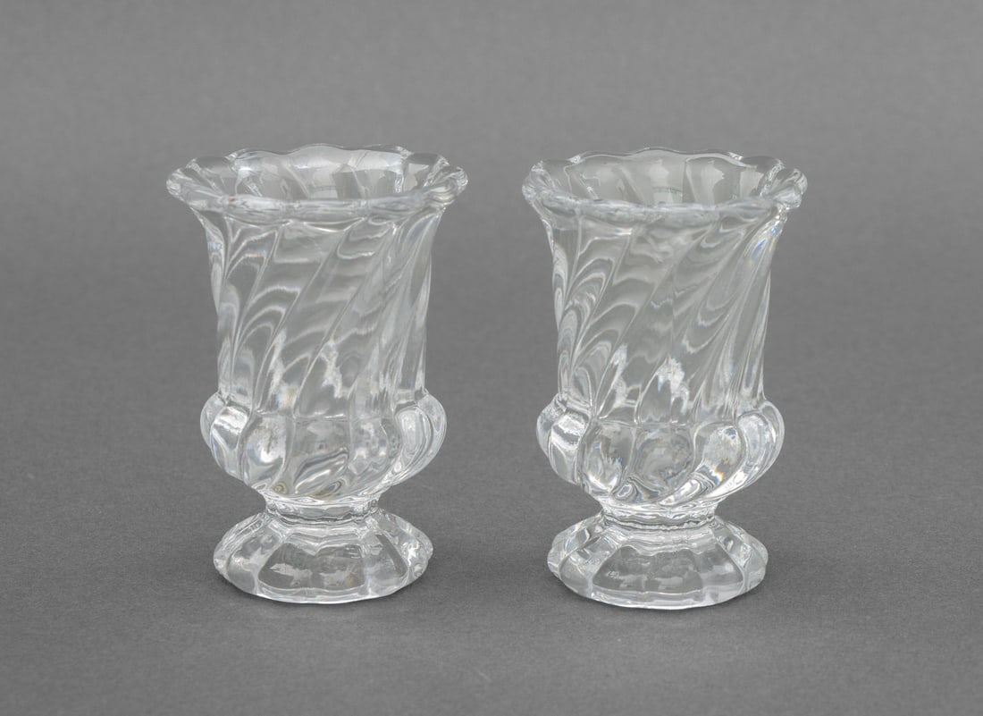 Baccarat Crystal Toothpick Holders, Pair: Pair of Baccarat Crystal Toothpick Holders, each marked "Baccarat France" to underside. 3.25" H x 2.25" Diameter. Provenance: From a New York City Collection. Keywords: French cristal, Designer,