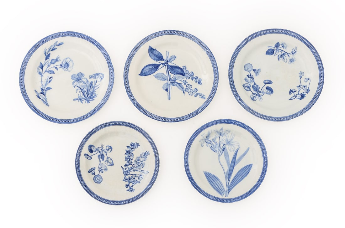 Wedgwood Blue & White Botanical Plates, 19th C., 5 (1 of 9)