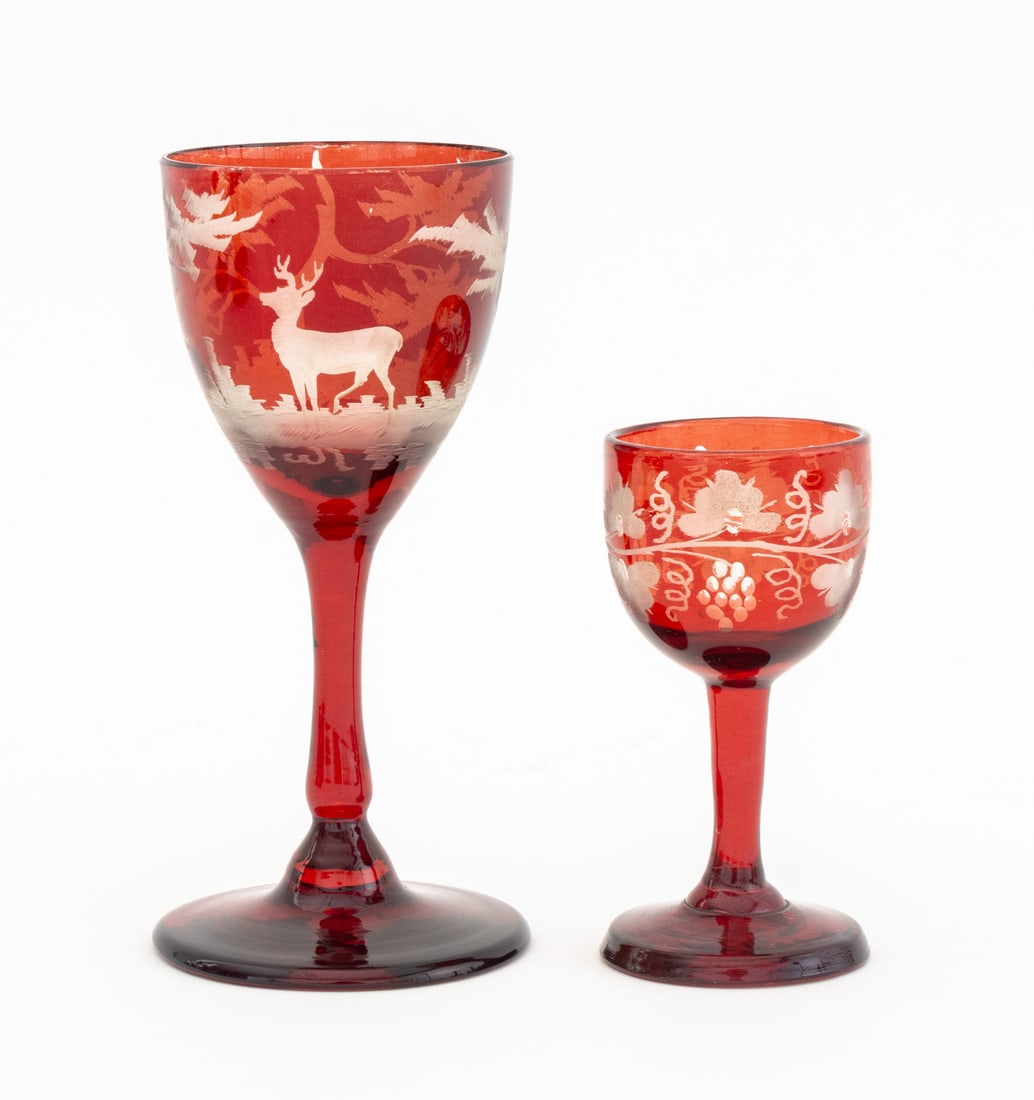 Ruby Red Cut to Clear Glass Assembled Service, 8 - 11