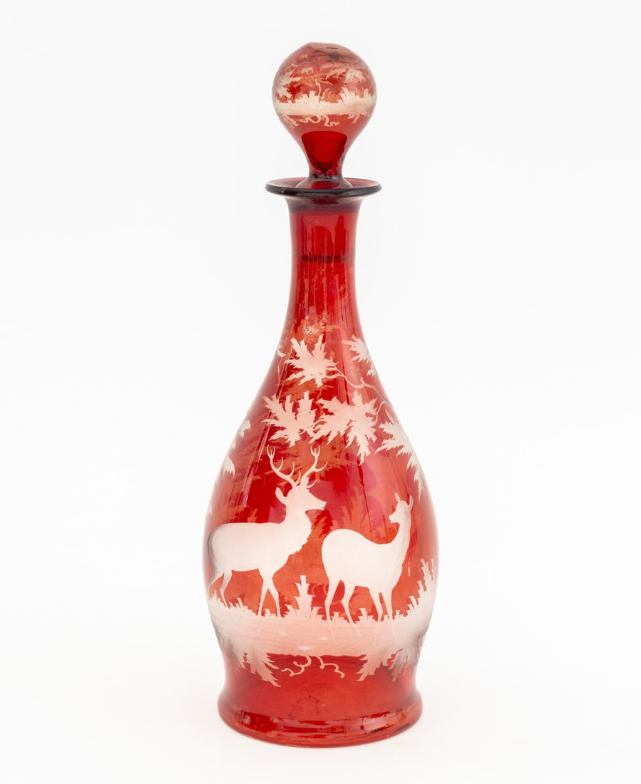 Ruby Red Cut to Clear Glass Assembled Service, 8 - 2