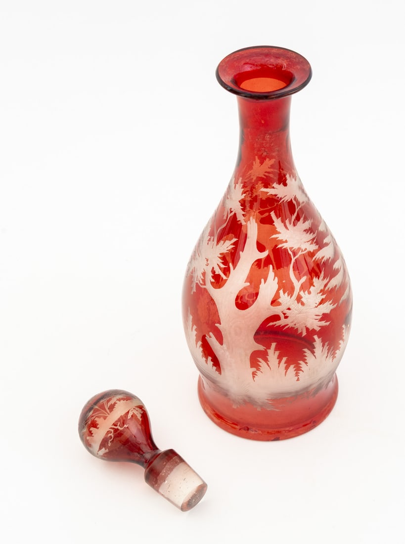 Ruby Red Cut to Clear Glass Assembled Service, 8 - 5