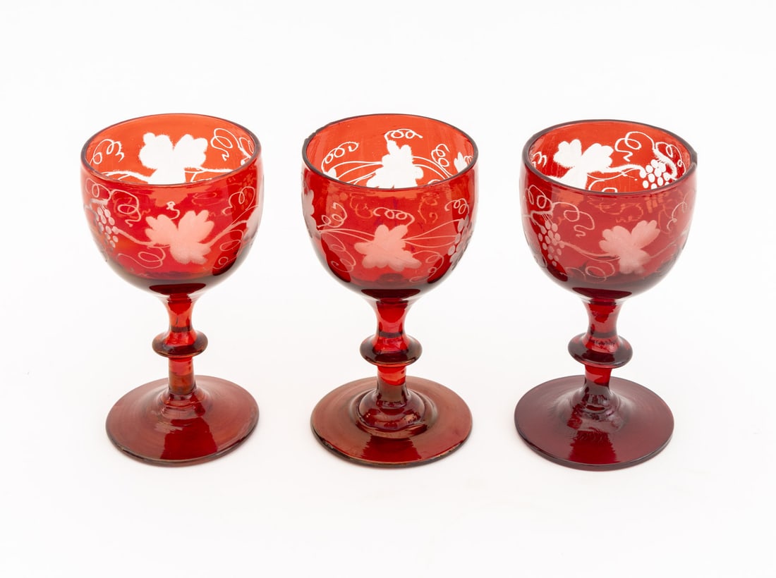 Ruby Red Cut to Clear Glass Assembled Service, 8 - 8