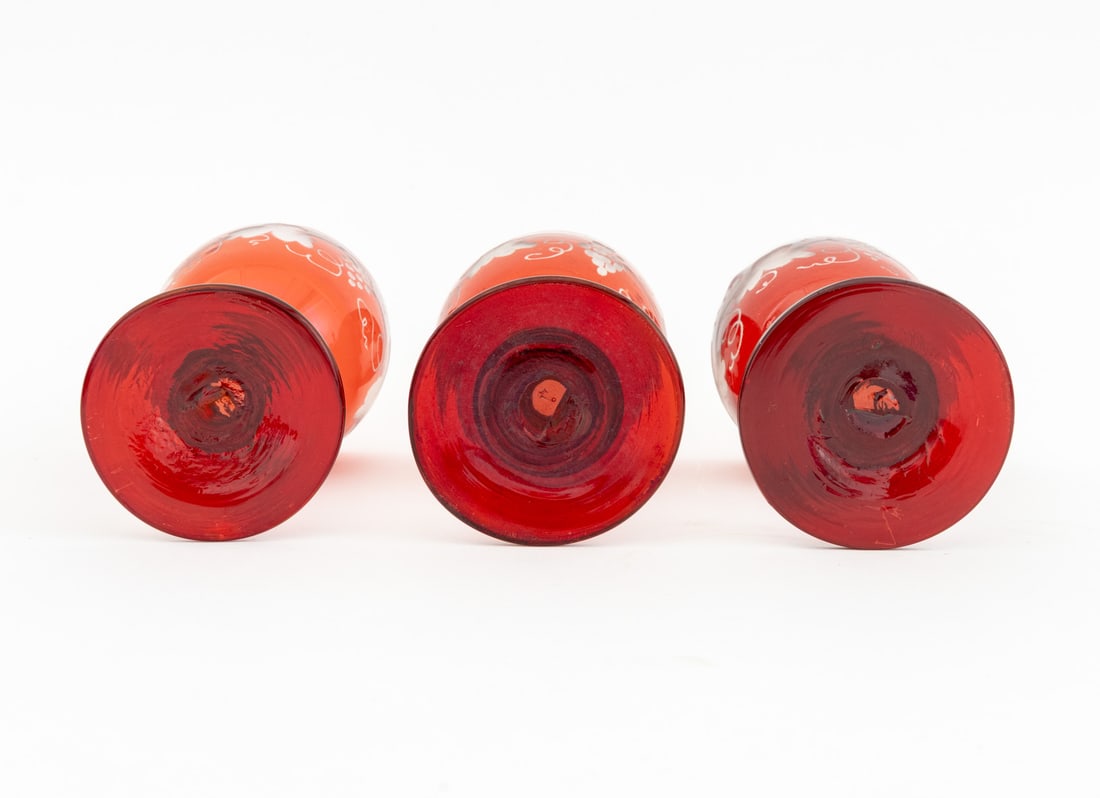 Ruby Red Cut to Clear Glass Assembled Service, 8 - 9