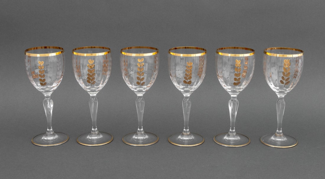 Leaf Pattern Gilt Crystal Stemware Service, 16 - 2